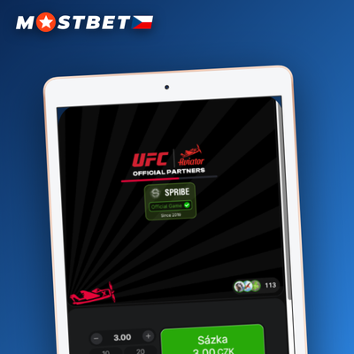 Silueta letadla stoupajícího po grafu v Mostbet Aviator crash hře v aplikaci
