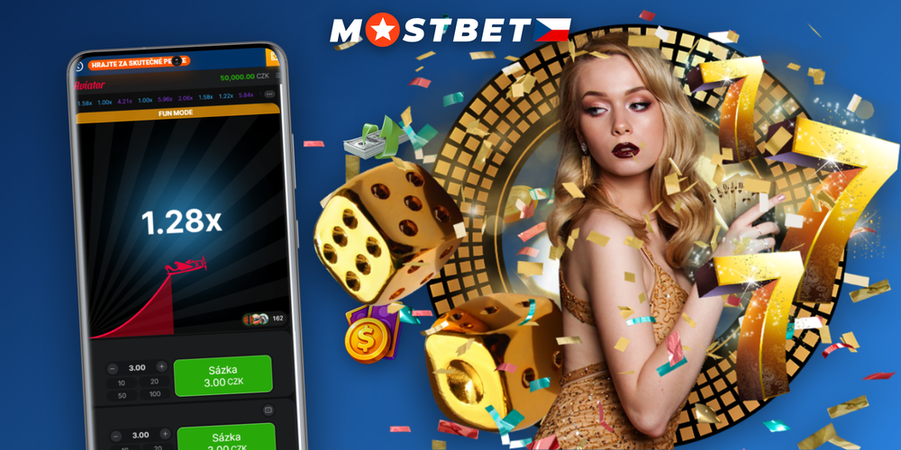 Banner průběhu kola Mostbet Aviator game s multiplikátorem 4.20x a tlačítkem Cash Out