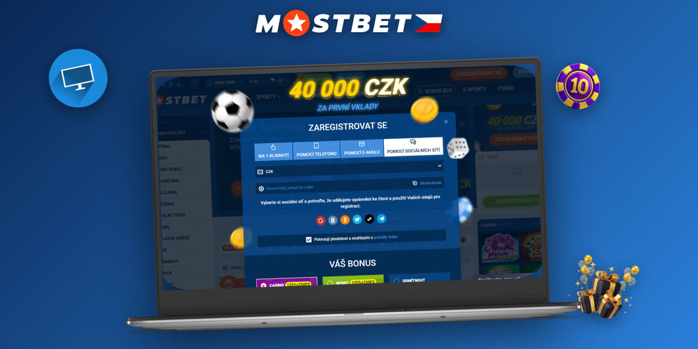 Vyplnění registračního formuláře Mostbet CZ s polem pro e-mail a měnu